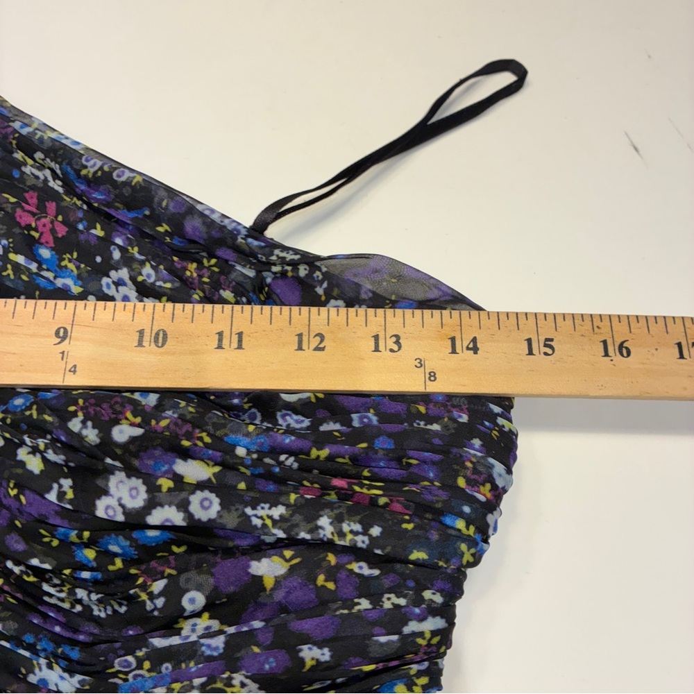Mac Duggal One-Shoulder Floral Maxi Dress in Purple and Black - Picture 13 of 15